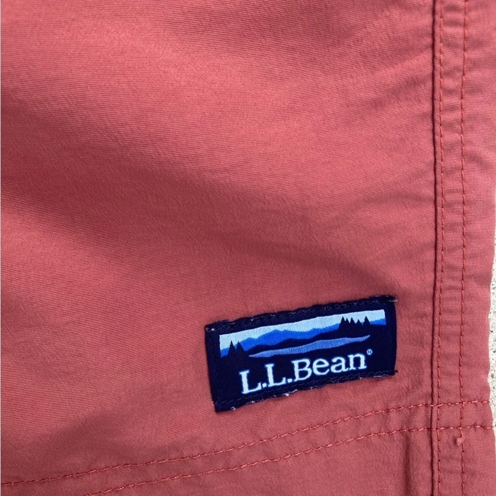 Men's LL Bean‎ Swim Trunks Rust Red Solid Logo NO TAGS Drawstring Gym Unlined